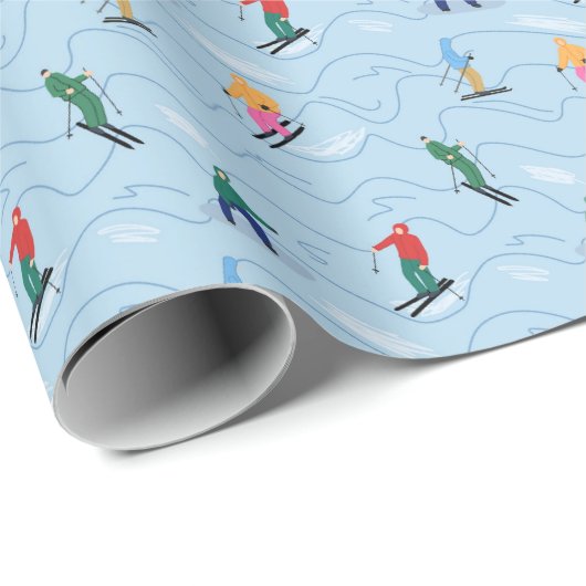 Skifahrer Snowboarder auf den Moguls Wintersport Geschenkpapier (Rolleneckpunkt)