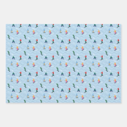 Skifahrer Snowboarder auf den Moguls Wintersport Geschenkpapier Set (Vorderseite 2)