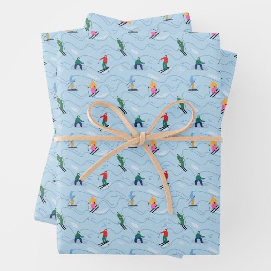 Skifahrer Snowboarder auf den Moguls Wintersport Geschenkpapier Set (Beispiel)