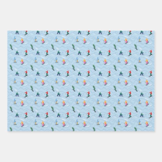 Skifahrer Snowboarder auf den Moguls Wintersport Geschenkpapier Set (Vorderseite)