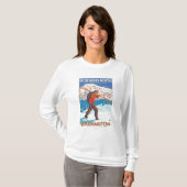 Skifahrer-tragende Schnee-Skis - 49 Grad Nord, T-Shirt (Vorne ganz)