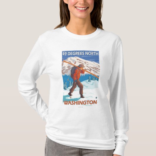 Skifahrer-tragende Schnee-Skis - 49 Grad Nord, T-Shirt (Vorderseite)