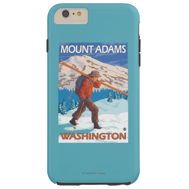 Skifahrer-tragende Schnee-Skis - Berg Adams, WA Case-Mate iPhone Hülle (Rückseite)