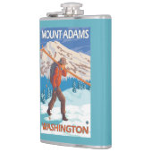 Skifahrer-tragende Schnee-Skis - Berg Adams, WA Flachmann (Links)