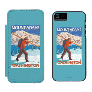Skifahrer-tragende Schnee-Skis - Berg Adams, WA Incipio Watson™ iPhone 5 Geldbörsen Hülle