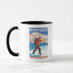 Skifahrer-tragende Schnee-Skis - Berg-Bäcker, WA Tasse