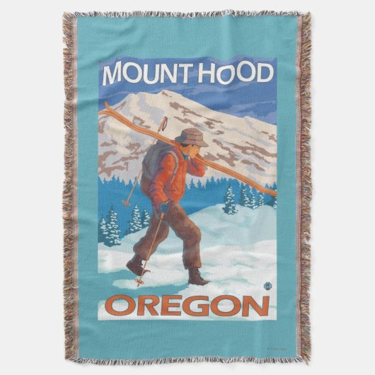 Skifahrer-tragende Schnee-Skis - Berg-Haube ODER Decke (Vorderseite Vertikal)