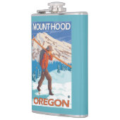 Skifahrer-tragende Schnee-Skis - Berg-Haube ODER Flachmann (Links)