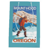 Skifahrer-tragende Schnee-Skis - Berg-Haube ODER Mittlere Geschenktüte (Rückseite)