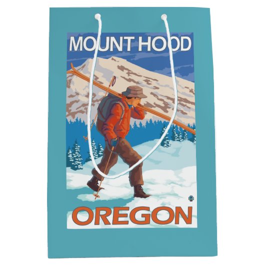 Skifahrer-tragende Schnee-Skis - Berg-Haube ODER Mittlere Geschenktüte (Vorderseite)