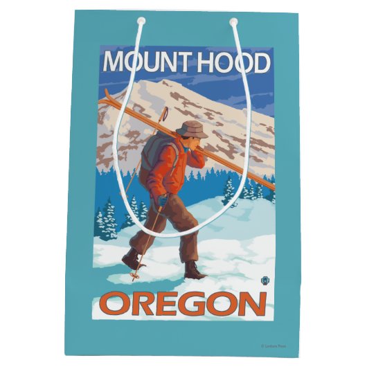 Skifahrer-tragende Schnee-Skis - Berg-Haube ODER Mittlere Geschenktüte (Rückseite)