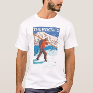 Skifahrer-tragende Schnee-Skis - die Rockies T-Shirt