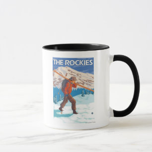 Skifahrer-tragende Schnee-Skis - die Rockies Tasse