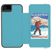 Skifahrer-tragende Schnee-Skis - Gletscher-Spitze, Incipio iPhone Geldbeutel-Hülle (Folio Geöffnet)