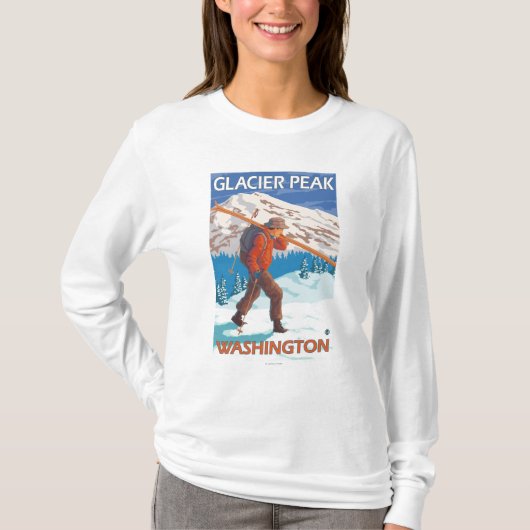 Skifahrer-tragende Schnee-Skis - Gletscher-Spitze, T-Shirt (Vorderseite)