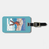 Skifahrer-tragende Schnee-Skis - Idaho Gepäckanhänger (Vorderseite horizontal)