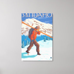 Skifahrer-tragende Schnee-Skis - Idaho Leinwanddruck
