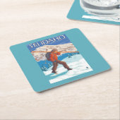 Skifahrer-tragende Schnee-Skis - Idaho Rechteckiger Pappuntersetzer (angewinkelt)