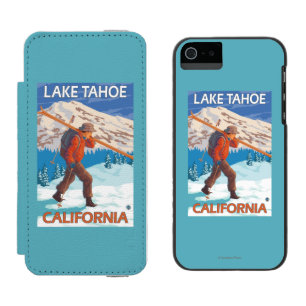 Skifahrer-tragende Schnee-Skis - Lake Tahoe, Incipio Watson™ iPhone 5 Geldbörsen Hülle