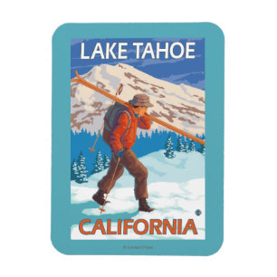 Skifahrer-tragende Schnee-Skis - Lake Tahoe, Magnet