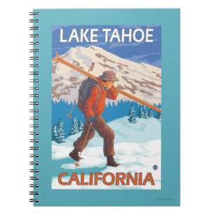 Skifahrer-tragende Schnee-Skis - Lake Tahoe, Notizblock