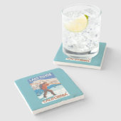 Skifahrer-tragende Schnee-Skis - Lake Tahoe, Steinuntersetzer (Seitenansicht)