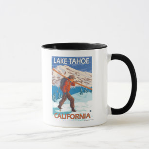 Skifahrer-tragende Schnee-Skis - Lake Tahoe, Tasse