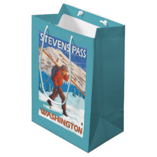 Skifahrer-tragende Schnee-Skis - Mittlere Geschenktüte