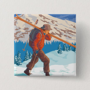 Skifahrer-tragende Schnee-Skis - Montana Button