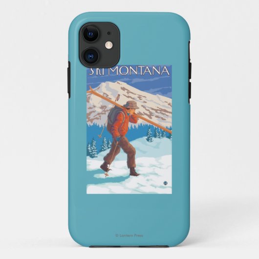 Skifahrer-tragende Schnee-Skis - Montana Case-Mate iPhone Hülle (Rückseite)