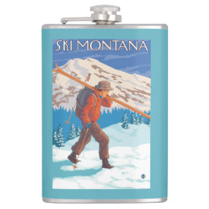 Skifahrer-tragende Schnee-Skis - Montana Flachmann