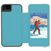 Skifahrer-tragende Schnee-Skis - Montana Incipio iPhone Geldbeutel-Hülle (Folio Geöffnet)