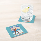 Skifahrer-tragende Schnee-Skis - Pfeifer, BC Rechteckiger Pappuntersetzer (Vor Ort)