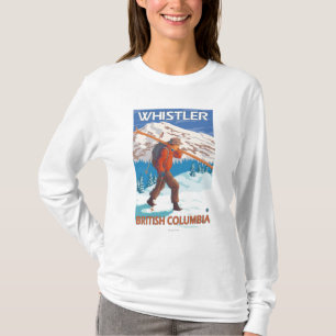 Skifahrer-tragende Schnee-Skis - Pfeifer, BC T-Shirt