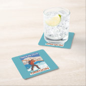 Skifahrer-tragende Schnee-Skis - Rechteckiger Pappuntersetzer (Vor Ort)