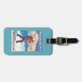 Skifahrer-tragende Schnee-Skis - Snoqualmie Gepäckanhänger (Vorderseite horizontal)