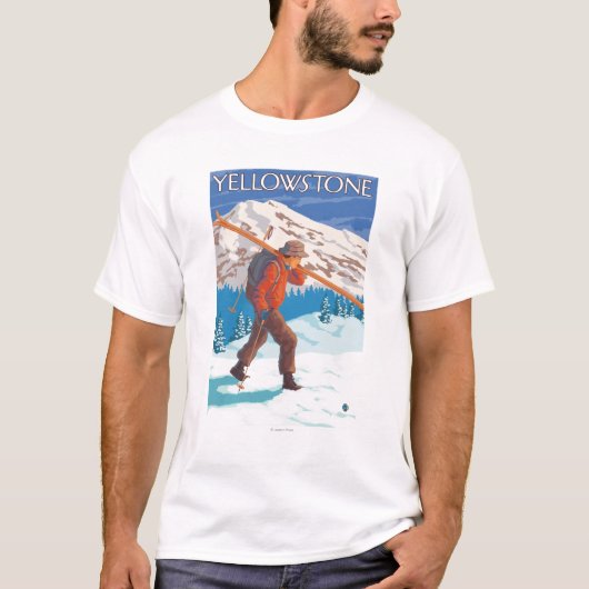 Skifahrer-tragende Schnee-Skis - T-Shirt (Vorderseite)