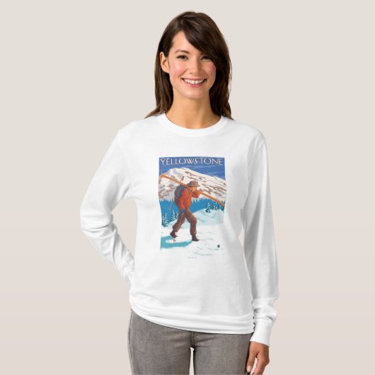 Skifahrer-tragende Schnee-Skis - T-Shirt (Vorne ganz)