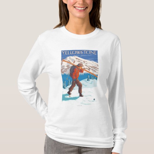 Skifahrer-tragende Schnee-Skis - T-Shirt (Vorderseite)