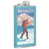 Skifahrer-tragende Schnee-Skis - Washington Flachmann (Rechts)