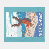 Skifahrer-tragende Schnee-Skis - Washington Fleecedecke (Vorderseite (Horizontal))