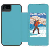 Skifahrer-tragende Schnee-Skis - Washington Incipio iPhone Geldbeutel-Hülle (Folio Geöffnet)