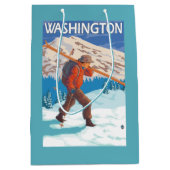 Skifahrer-tragende Schnee-Skis - Washington Mittlere Geschenktüte (Vorderseite)