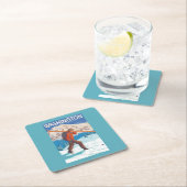 Skifahrer-tragende Schnee-Skis - Washington Rechteckiger Pappuntersetzer (Vor Ort)