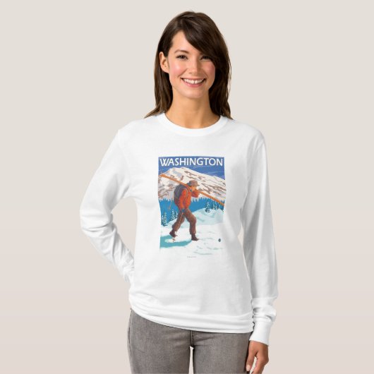 Skifahrer-tragende Schnee-Skis - Washington T-Shirt (Vorne ganz)