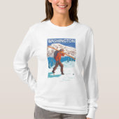Skifahrer-tragende Schnee-Skis - Washington T-Shirt (Vorderseite)
