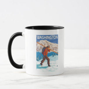 Skifahrer-tragende Schnee-Skis - Washington Tasse