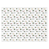 Skifahrer und Tannen Wasserfarben Weihnachtsmuster Tischdecke (Vorderseite (Horizontal))