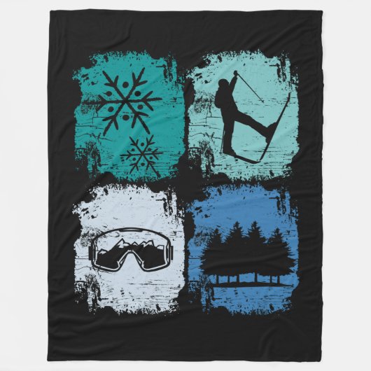 Skifahrer Wintersport Fleecedecke (Vorderseite)