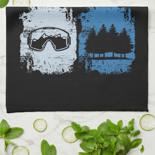 Skifahrer Wintersport Geschirrtuch (Gefaltet)